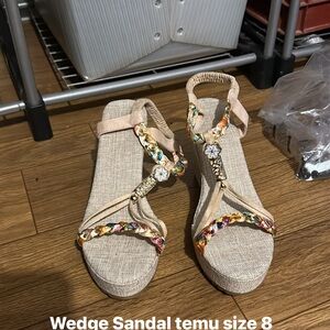 Women's Beige Wedge Sandals